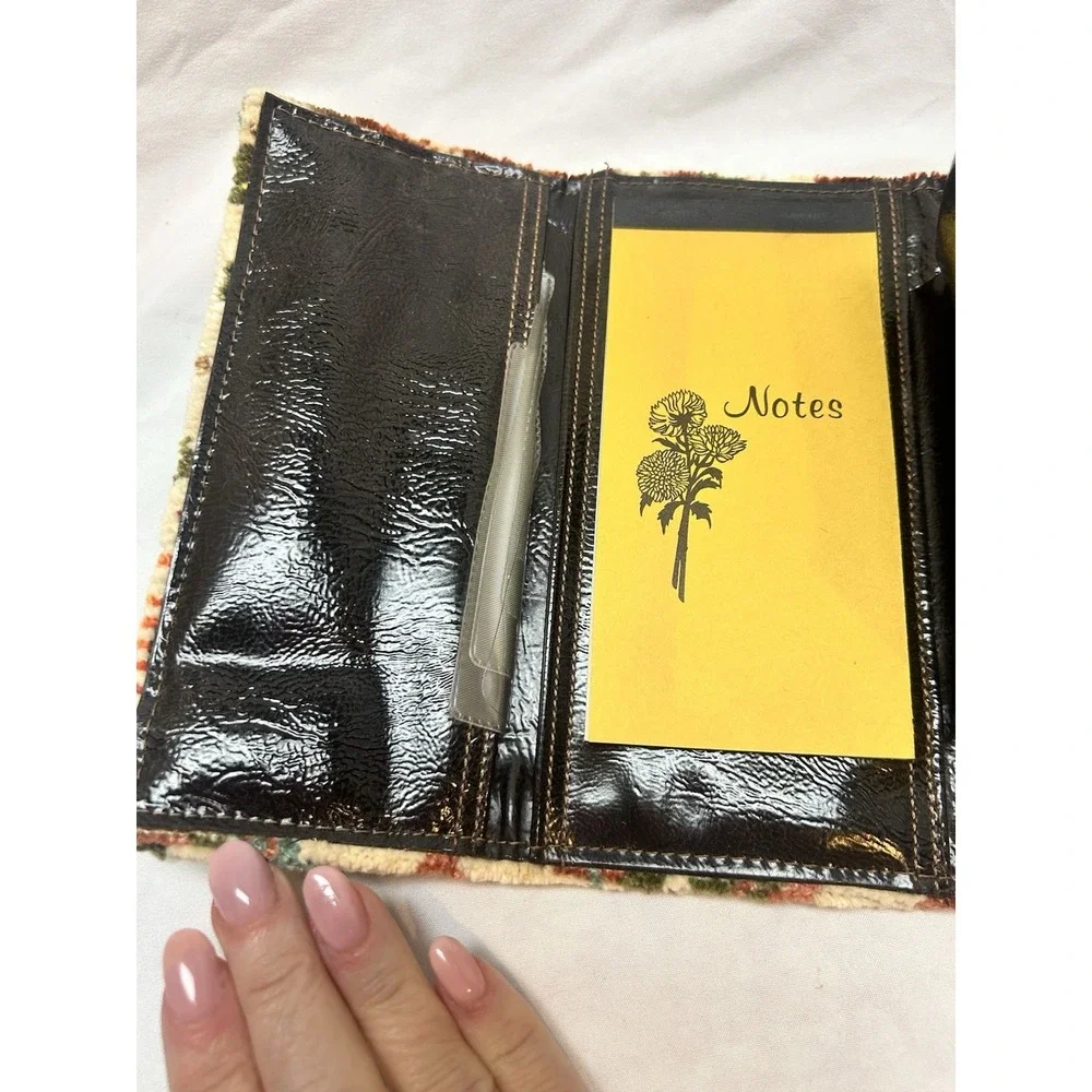 VTG NOS Needlepoint Tapestry Trifold Clutch Wallet Boho Cottagecore Floral